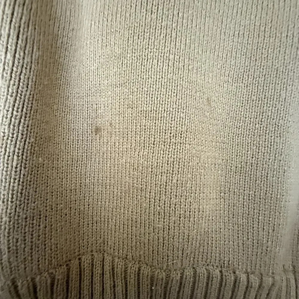 Richmond Men’s L Genuine Leather Front Knit Zip Sweater Jacket Tan Beige